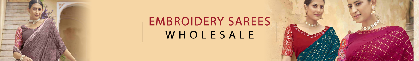 Wholesale Embroidery Designer Sarees