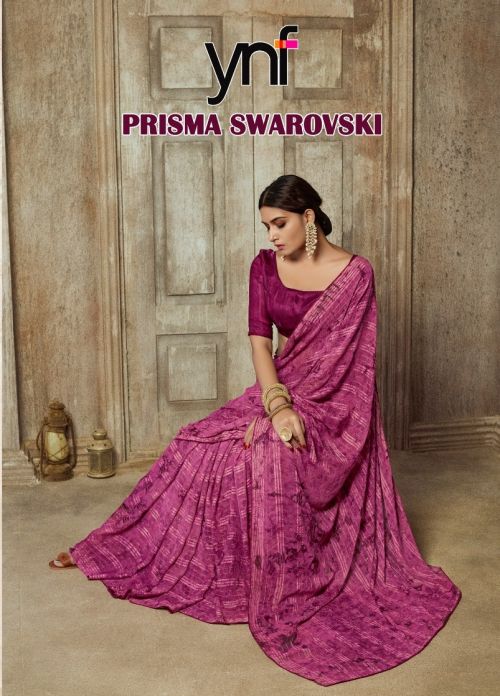 Ynf Prisma Swarovski Fancy Printed Georgette Saree