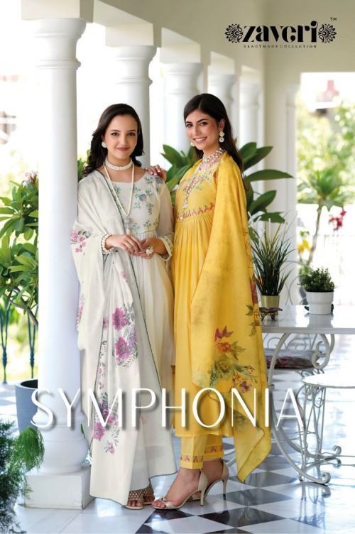 Zaveri Symfonia Embroidered Cotton Kurti With Bottom Dupatta