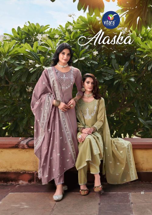 Vitara Alaska Cotton Embroidery Designer Kurti Bottom With Dupatta Set