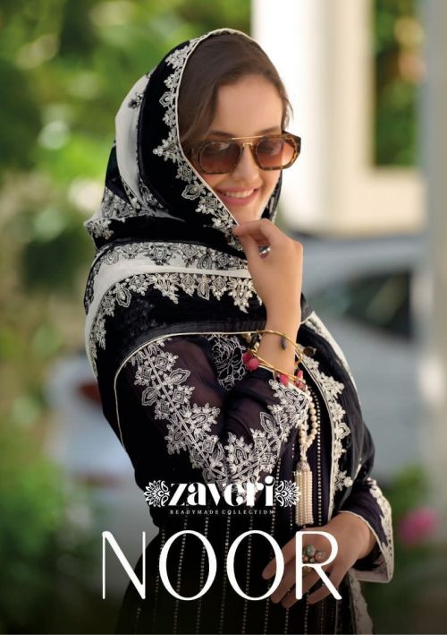 Zaveri Noor Embroidery Work Ready Made Kurti With Bottom Dupatta Set