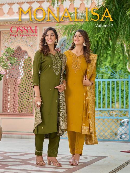 Ossm Monalisa Premium Viscos Neck Design Kurti Pant With Dupatta