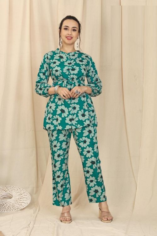 Blue Hills Flora Crepe Print Stylish Co Ord Set Collection