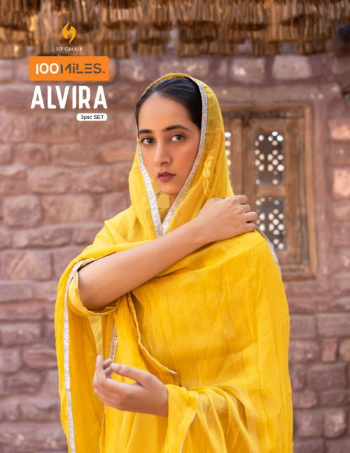 100 Miles Alvira Embroidery Long Kurti Pant With Dupatta Collection