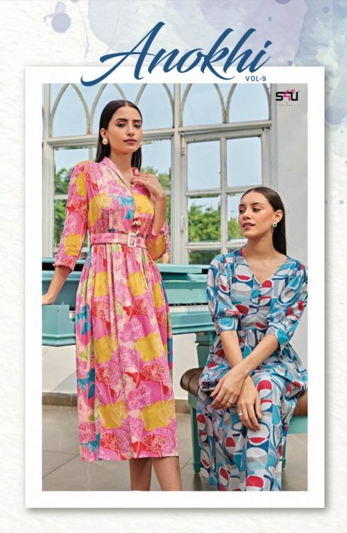 S4u Anokhi Vol 9 Rayon Designer Party Wear kurtis Collection