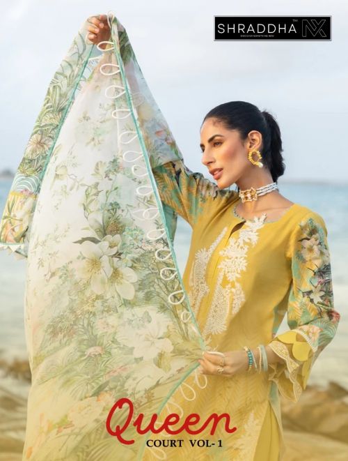 Shraddha Nx Queen Court Vol 1 Embroidery Cotton Dupatta Pakistani Suits