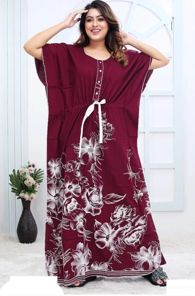 Kaftan 24405 Flower Cotton Printed Kaftan Nighty Collection