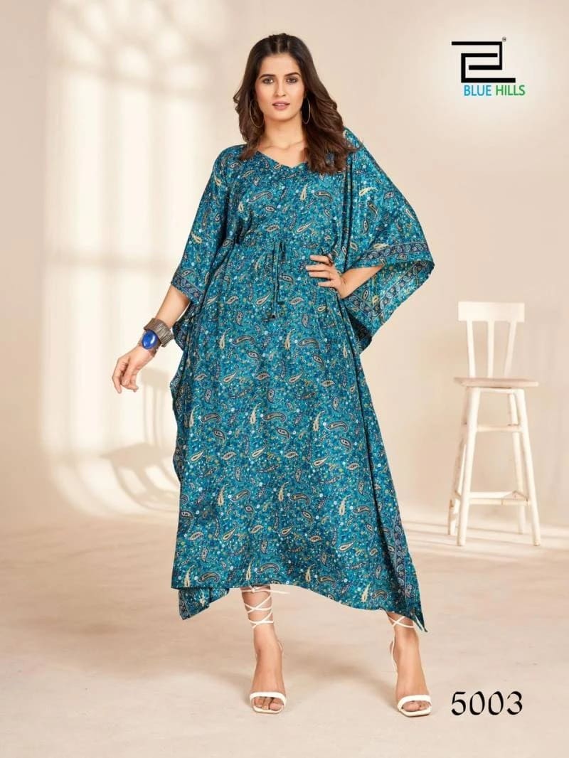 Blue Hills Fire Walk Vol 5 Printed Party Wear Fancy Kaftan Kurti Collection