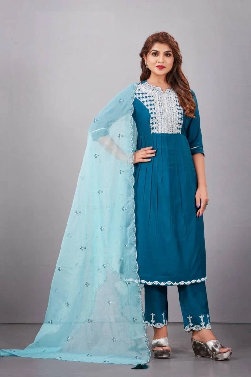 Jivora Shyna Exclusive Designer Flair Kurti With Bottom Dupatta