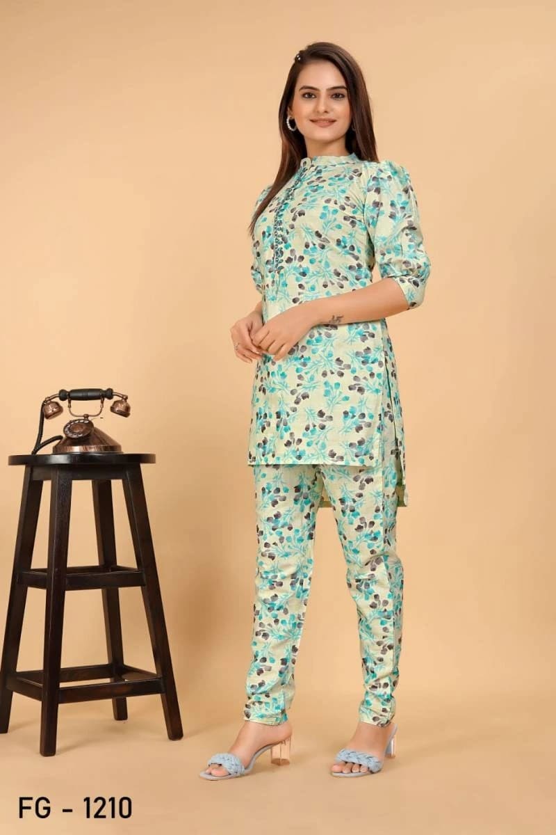Fg Co Ord Set Pure Cotton Printed Stylish Kurti Collection
