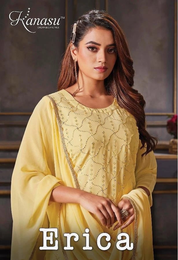 Kanasu Erica Georgette Designer Kurti Palazzo Dupatta Collection