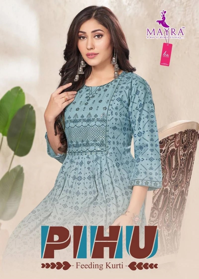 Mayra Pihu Rayon Printed Daily Wear Feeding Kurti Collection