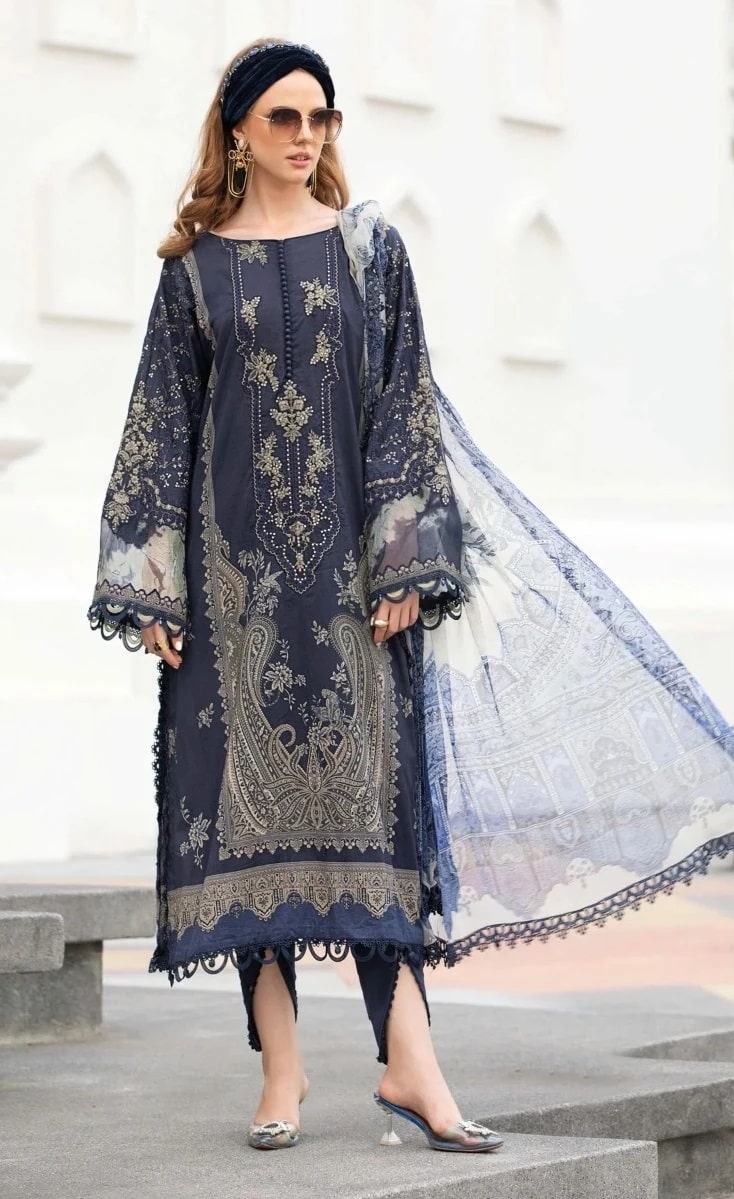 Aasha 1006 Pakistani Salwar Kameez With Cotton Dupatta Set