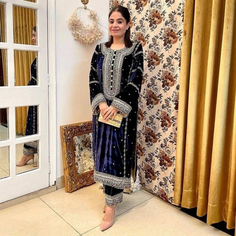 1170 Velvet Embroidery Work Exclusive Salwar Kameez Collection