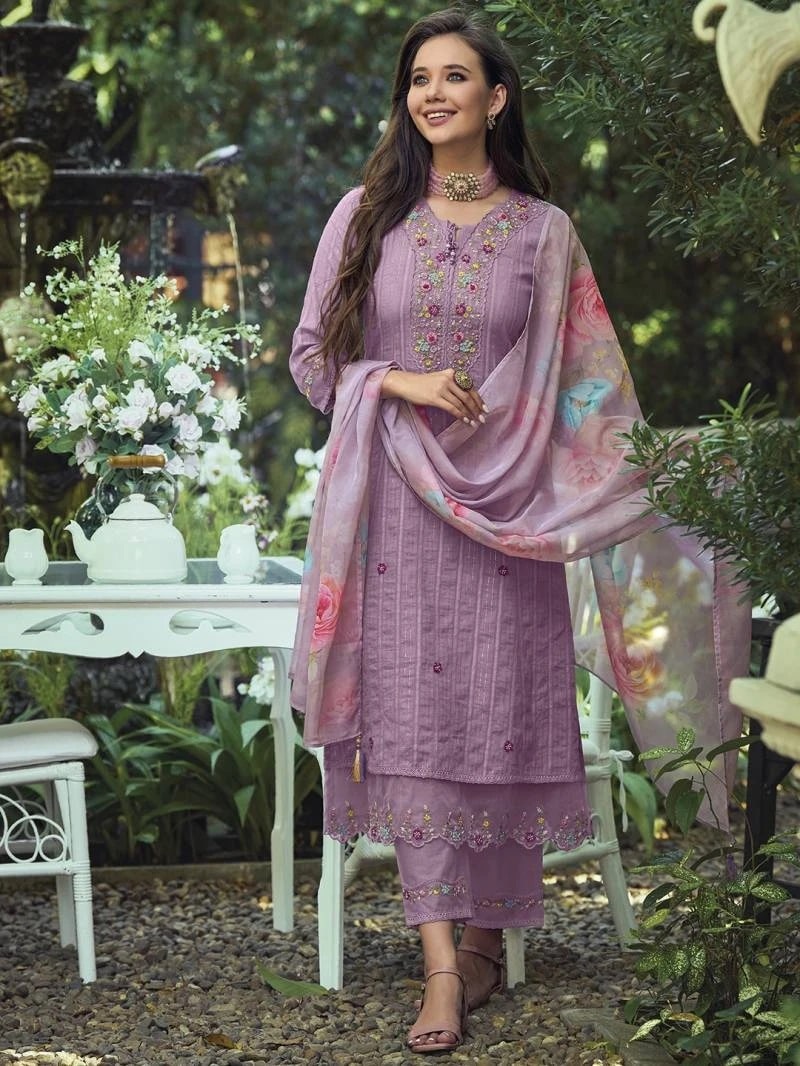 Indo Era 2376 Floral Pure Cotton Kurti Pant With Dupatta Collection