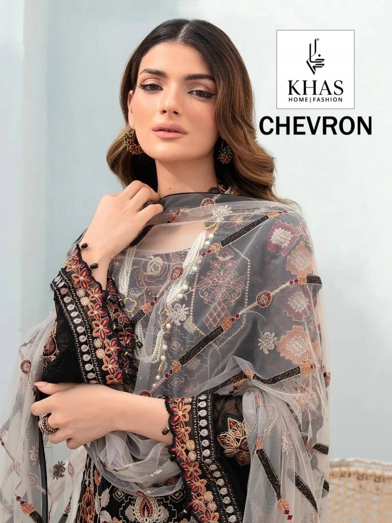 Khas Chevron Faux Georgette Pakistani Suits Online