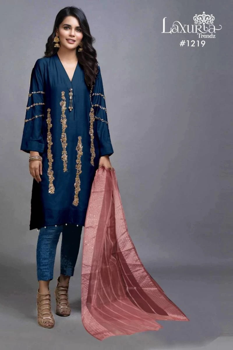 Laxuria Trendz 1219 Tunic Jacquard Designer Readymade Suits