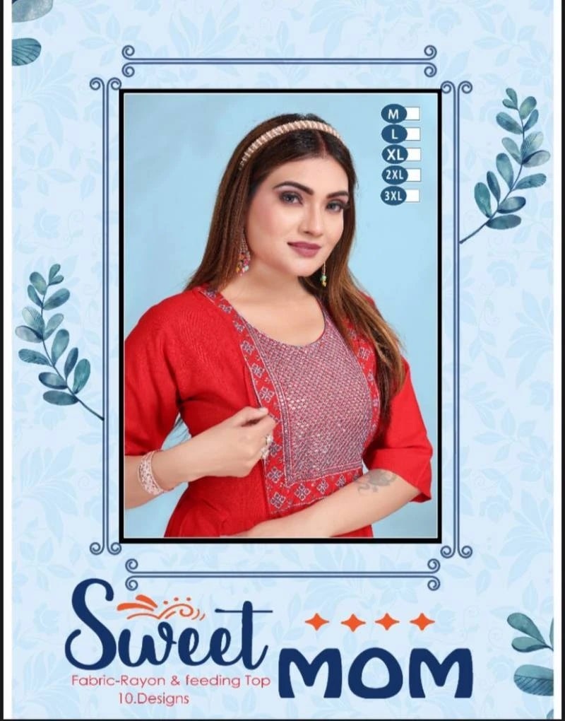Trendy Sweet Mom Embroidered Kurti Wholesaler