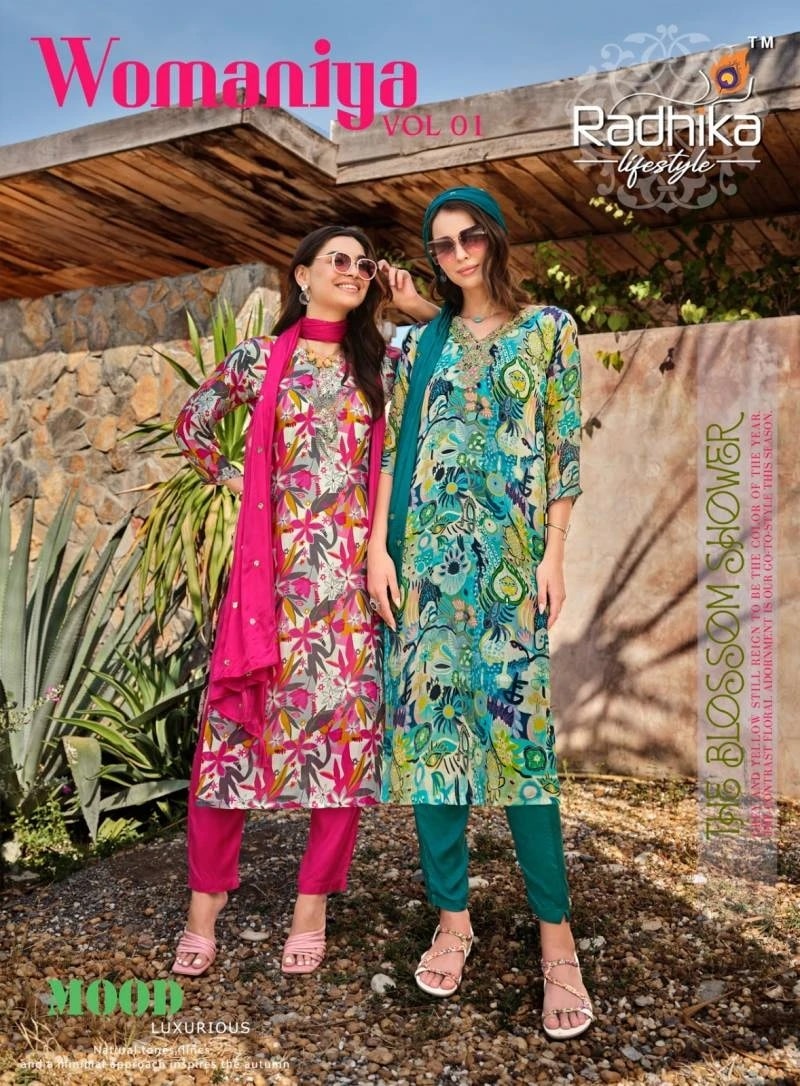 Radhika Womaniya Vol 1 Printed Kurti Pant With Dupatta Collection