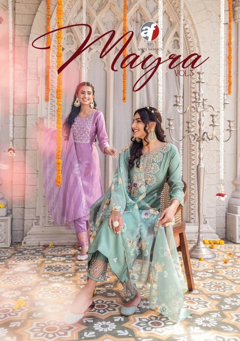 Af Mayra Vol 3 Handwork Designer Kurti Pant With Dupatta Collection