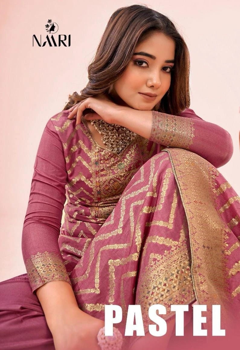 Naari Pastel Maslin Designer Jacquard Salwar Kameez Collection