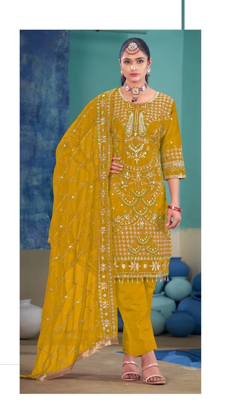 Ramsha R 1130 A To D Organza Readymade Suits Wholesale
