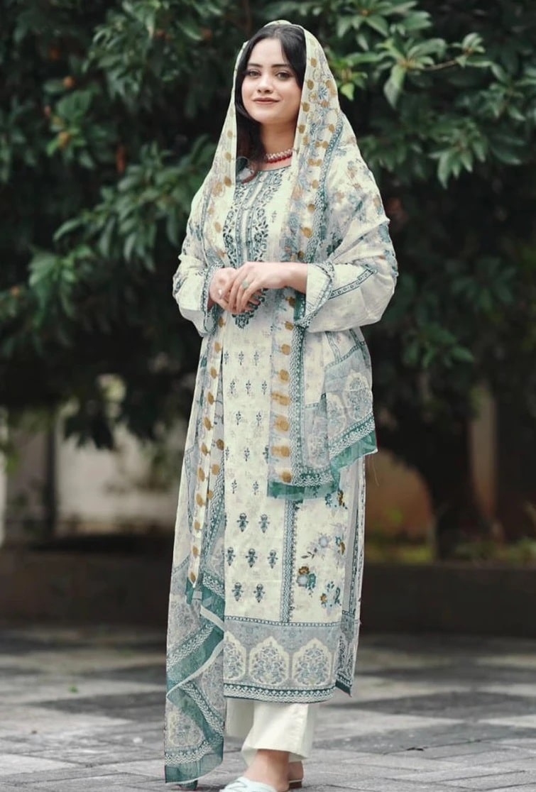 Taj 506 And 507 Pakistani Suits Chiffon Dupatta Set