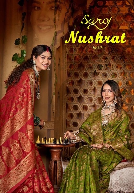 Saroj Nushrat Vol 3 Organza Copper Jari Rich Pallu Saree Collection