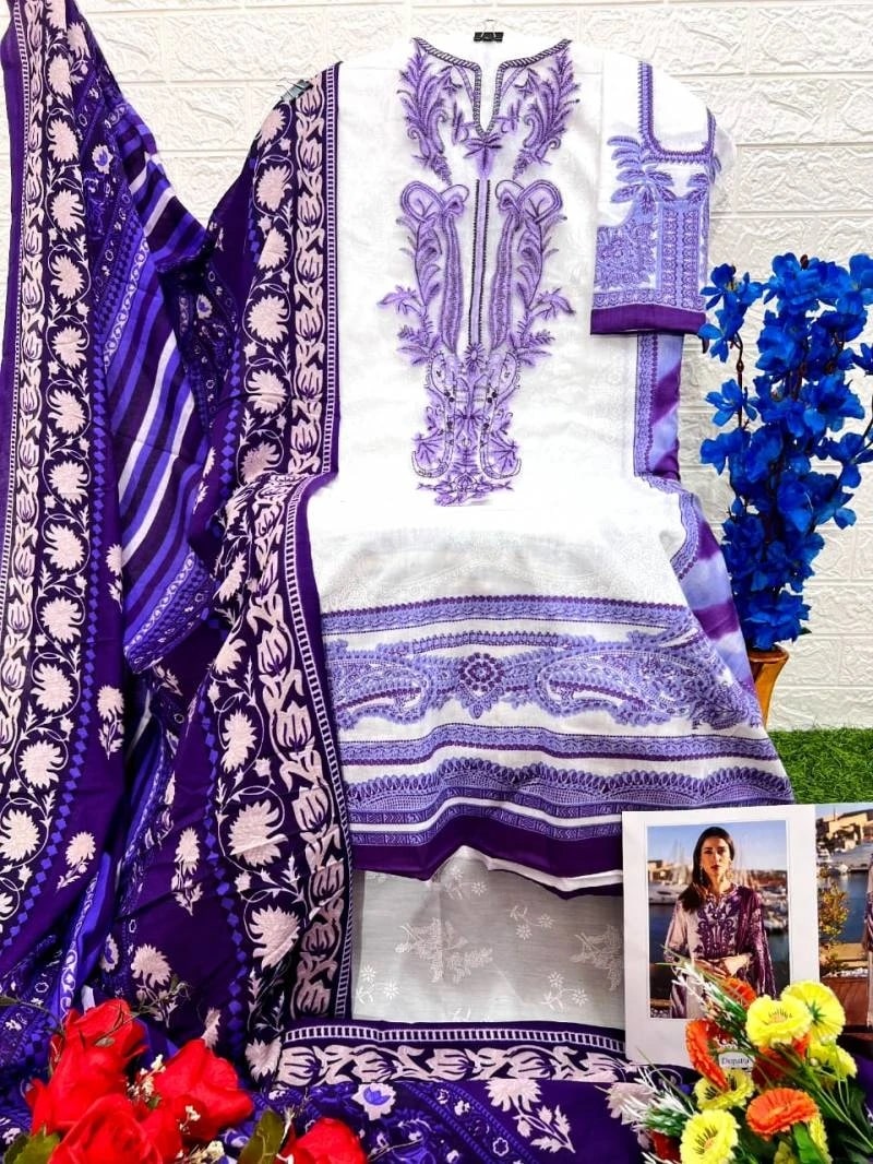 Taj 520 And 521 Pakistani Suits Cotton Dupatta Collection