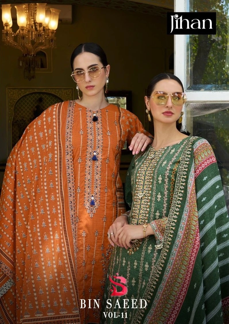 Jihan Bin Saeed Vol 11 Exclusive Lawn Cotton Pakistani Salwar Suits
