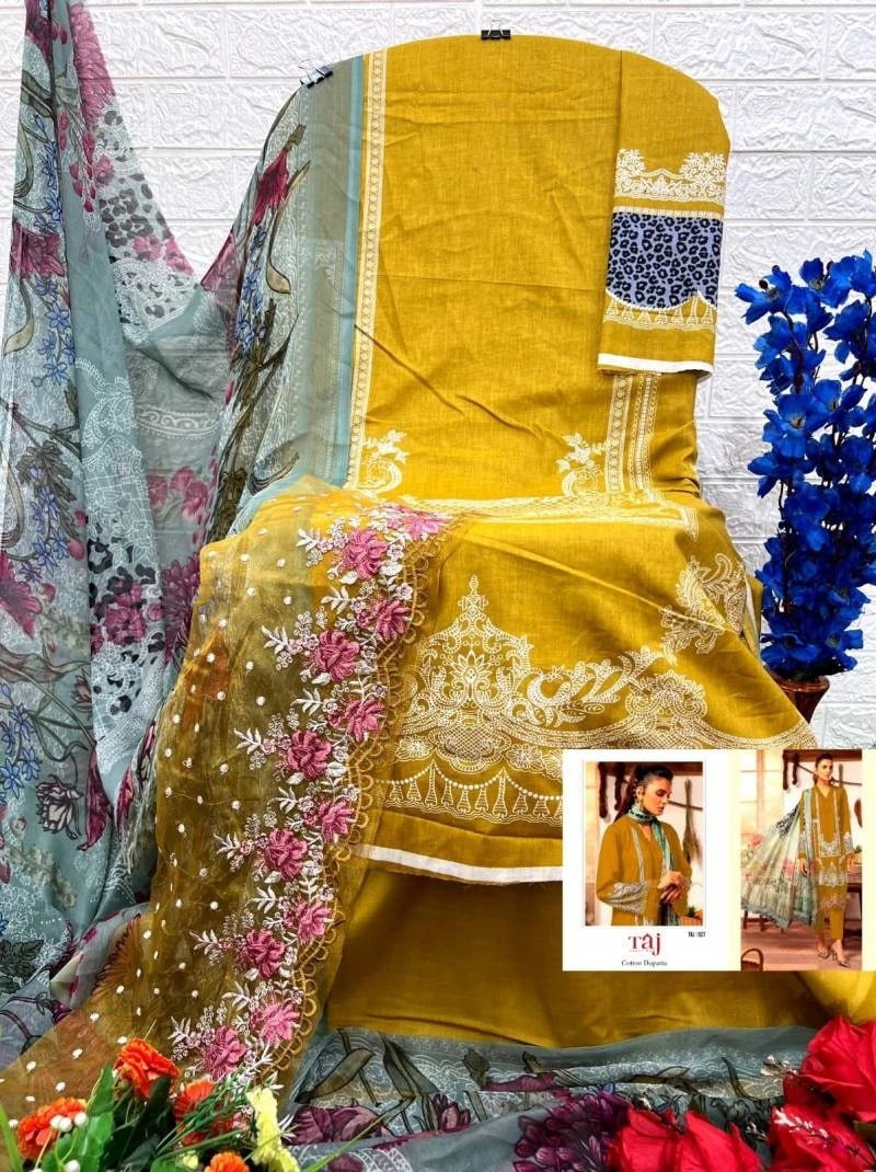 Taj 526 And 527 Pakistani Salwar Suits Chiffon Dupatta