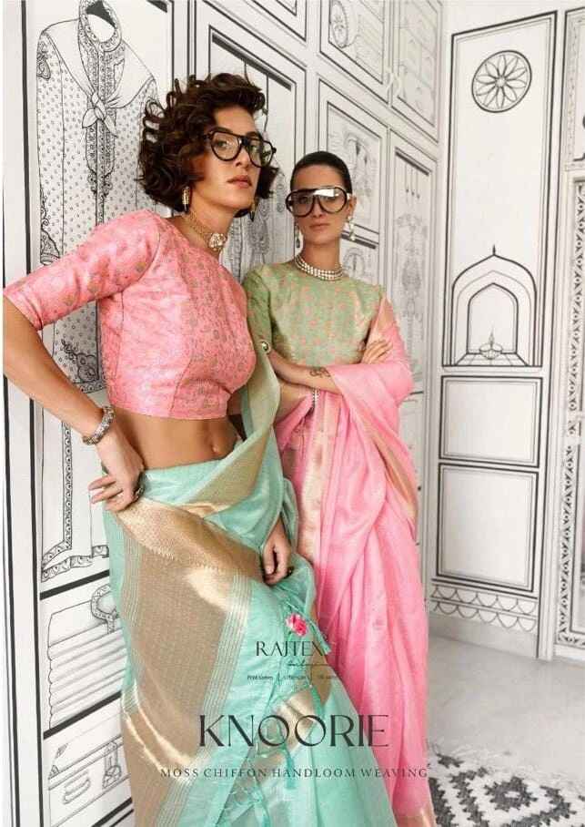 Rajtex Knoorie Handwoven Chiffon Sarees Collection