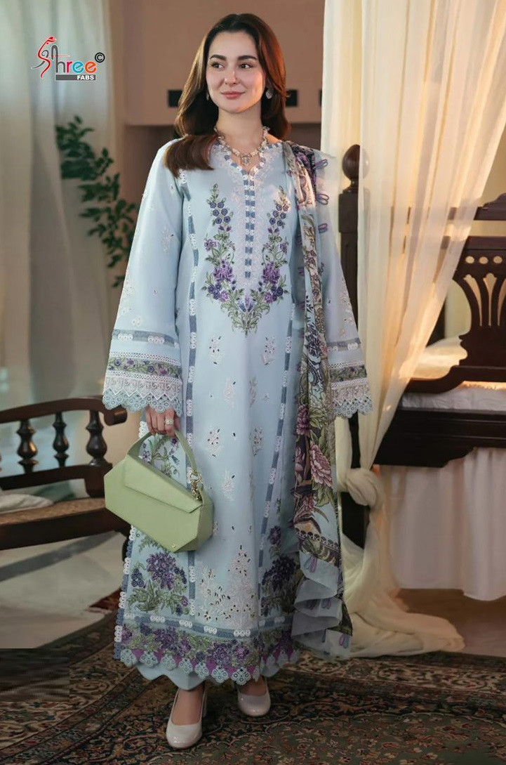 Shree Ombre Lawn Collection 25 Pakistani Suits Chiffon Dupatta