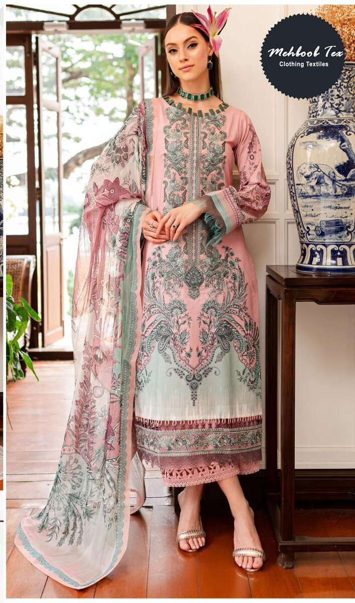 Mehboob Tex 1394 A And B Pakistani Salwar Suits Chiffon Dupatta