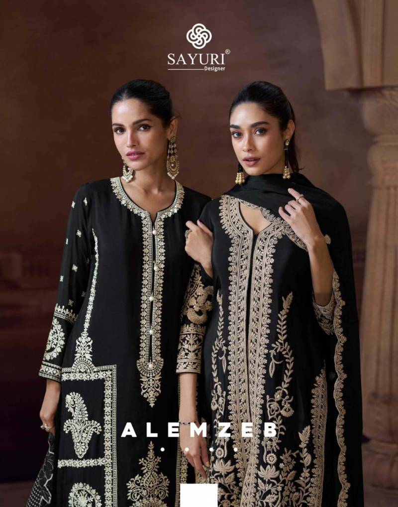 Sayuri Alemzeb Chinon Silk Designer Salwar Kameez Collection