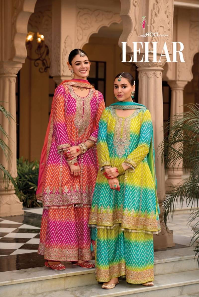 Eba Lehar Chinon Printed Designer Readymade Salwar Suits Collection