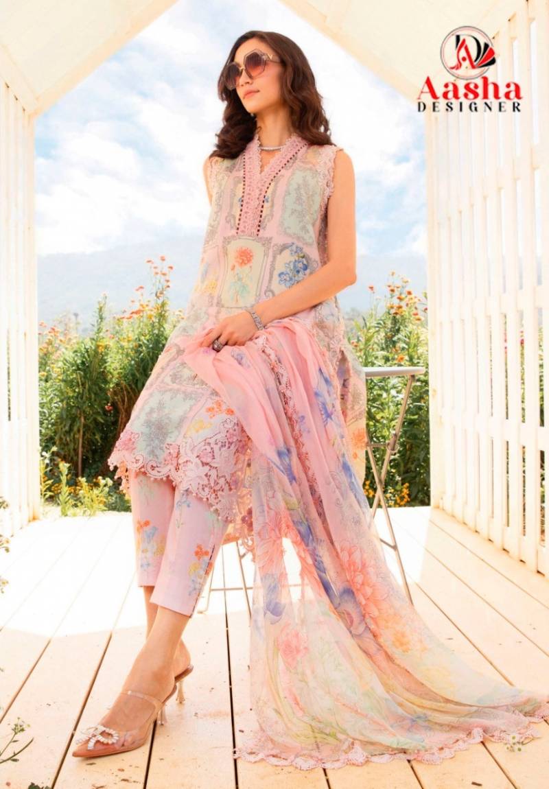 Aasha 1152 A And B Pakistani Suits Chiffon Dupatta