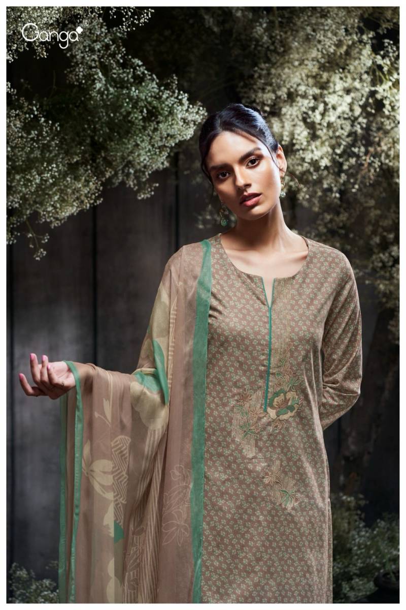 Ganga Leorah Cotton With Embroidered Salwar Suit