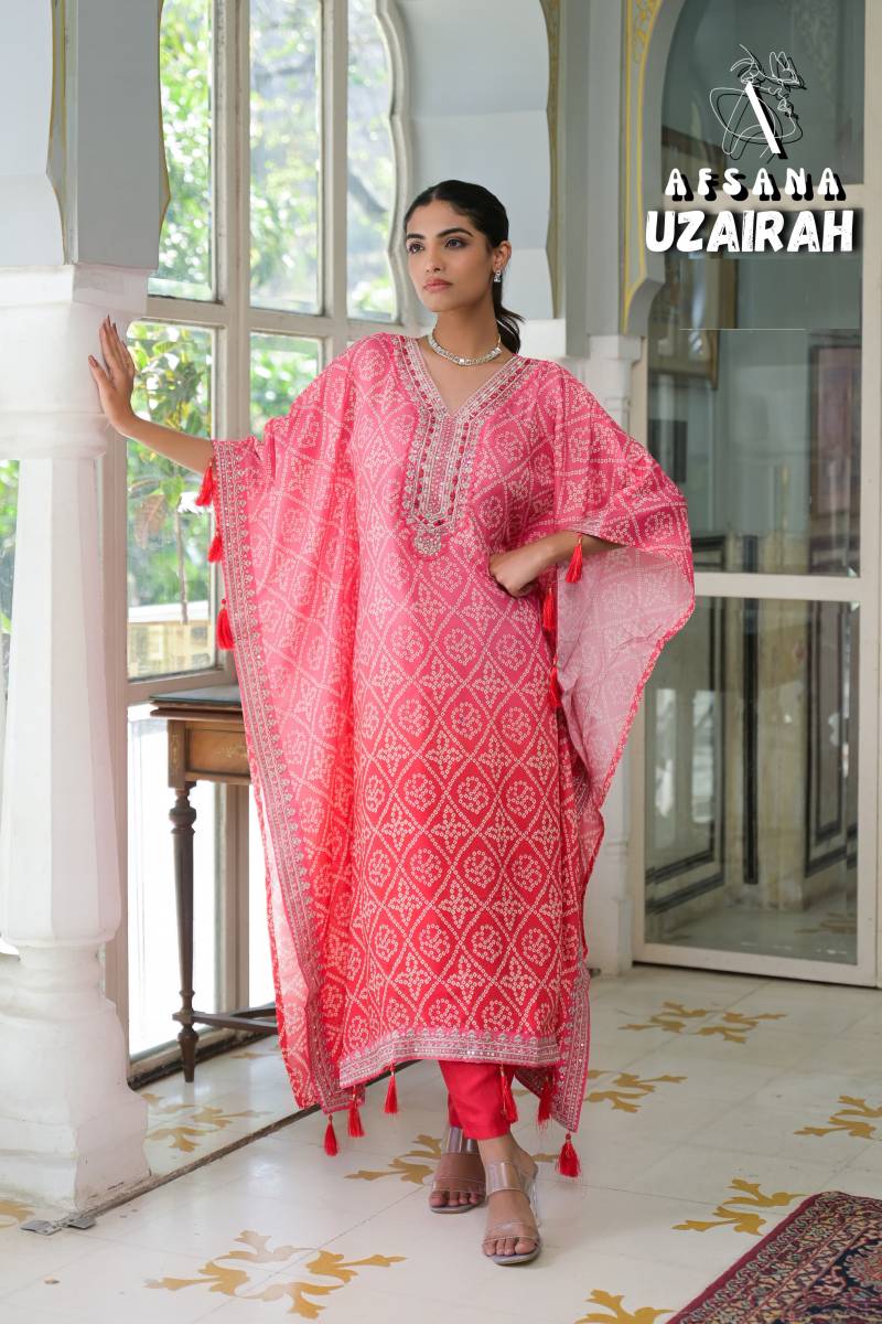 Afsana Uzairah Maslin Designer Ready Made Kaftan Collection