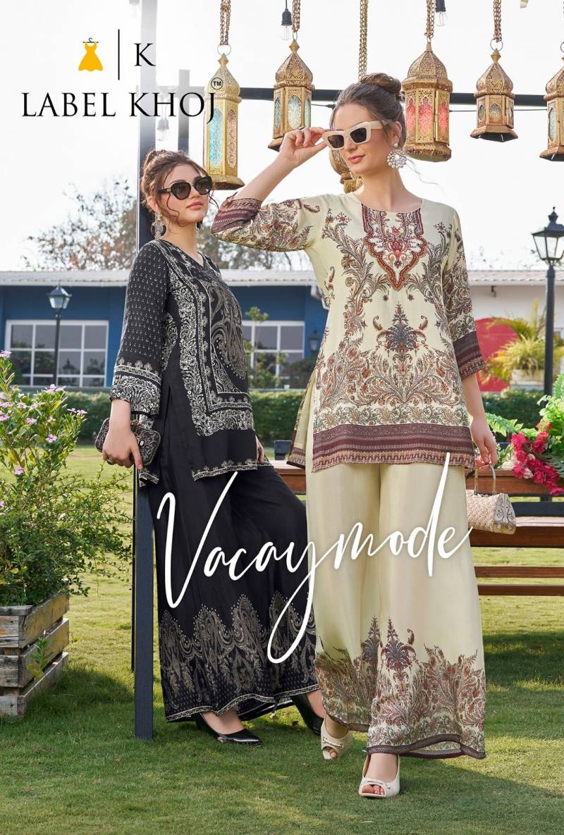 Lable Khoj Vacay Mode Viscose Maslin Designer Co Ord Set