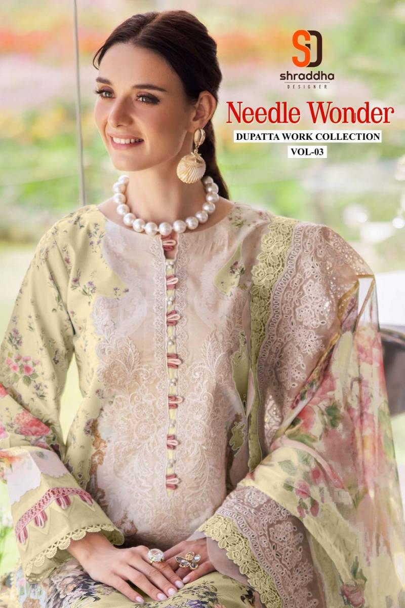 Shraddha Needle Wonder Vol 3 Readymade Pakistani Suit Cotton Dupatta