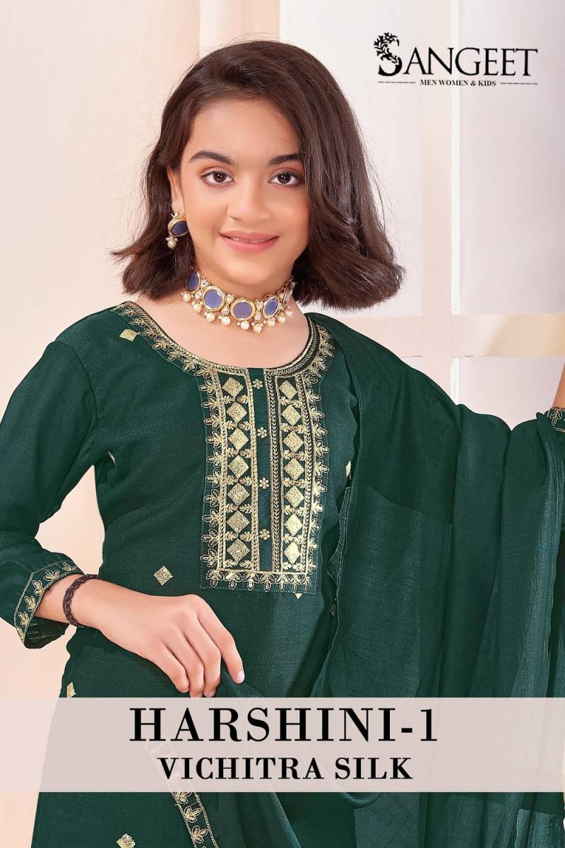 Sangeet Harshini 1 Vichitra Silk Kids Wear Readymade Dress Collection
