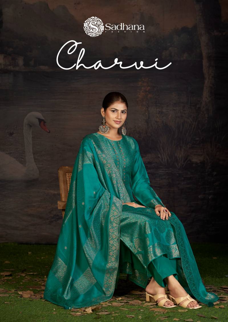 Sadhana Charvi Hand Work Silk Jacquard Salwar Suit Collection
