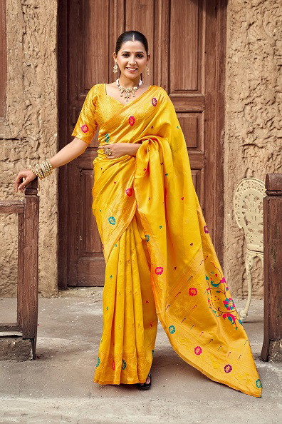 Meera 305 Zari Weaving Traditional Paithani Silk Saree Collection