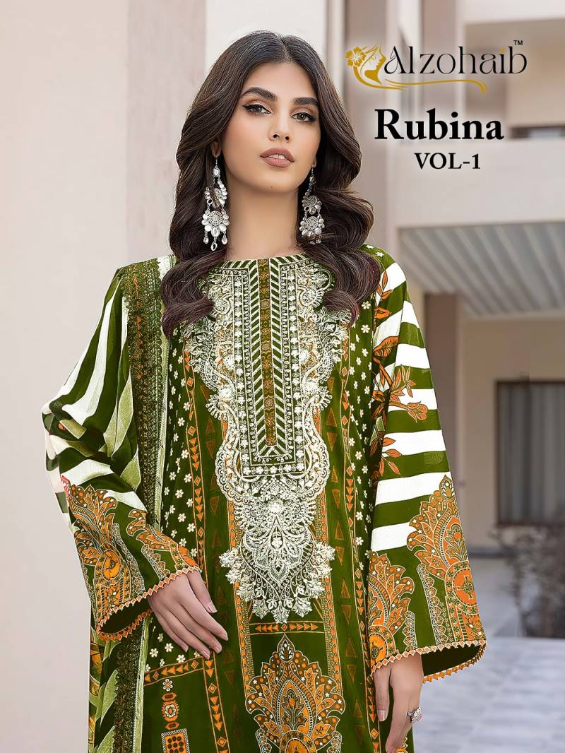 Alzohaib Rubina Vol 1 Pakistani Salwar Suit Cotton Dupatta Collection