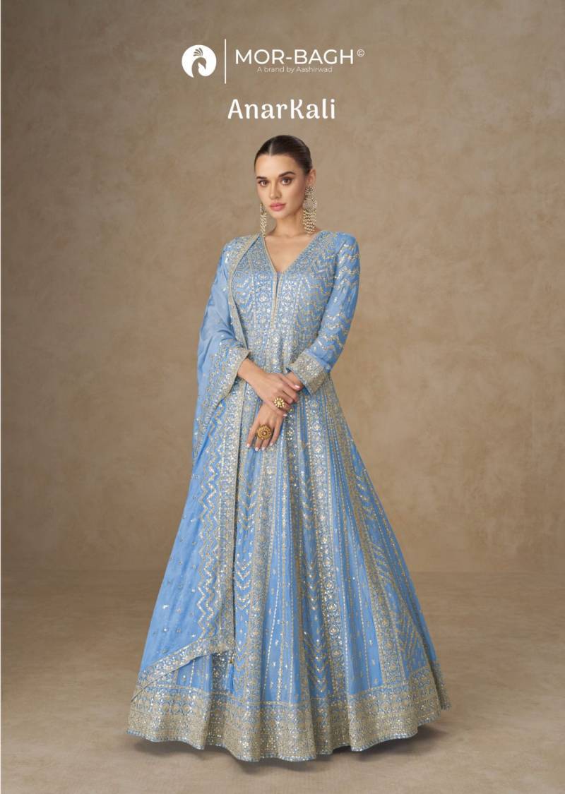 Aashirwad Mor Bagh Anarkali Chinon Silk Designer Wedding Gown Collection
