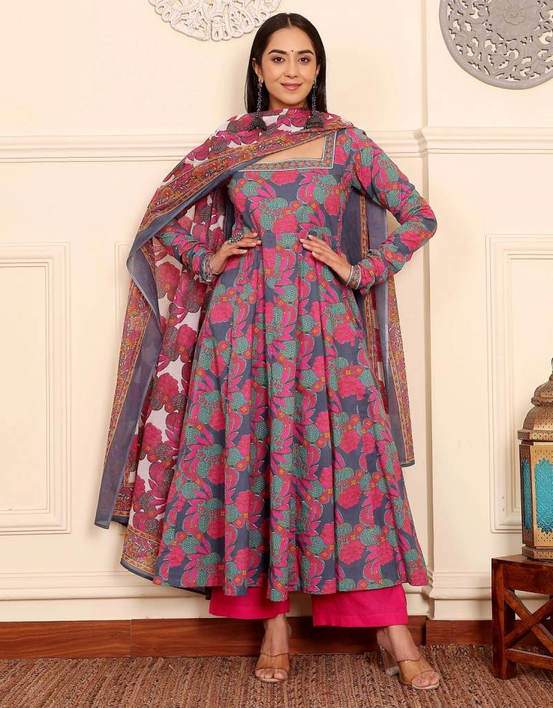 Dhruvi 345 Viscose Printed Kurti Bottom And Dupatta Collection
