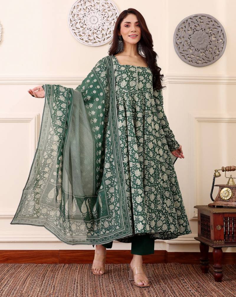 Dhruvi 342 Viscose Printed Long Kurti Pant And Dupatta Collection