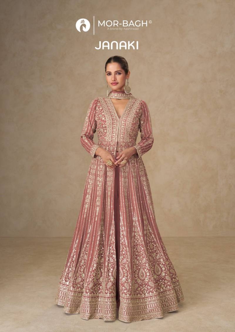 Aashirwad Mor Bagh Janaki Chinon Silk Designer Readymade Suits Collection