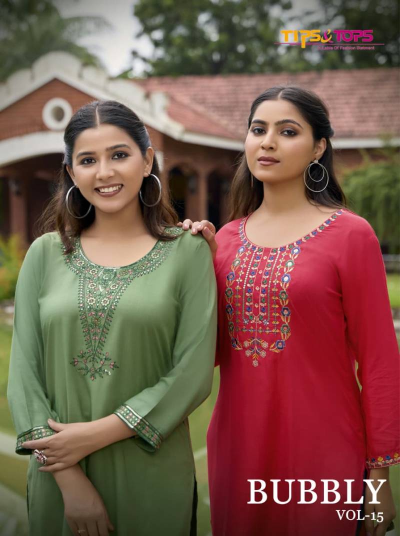 Tips And Tops Bubbly Vol 15 Rayon Embroidery Ladies Tops Collection